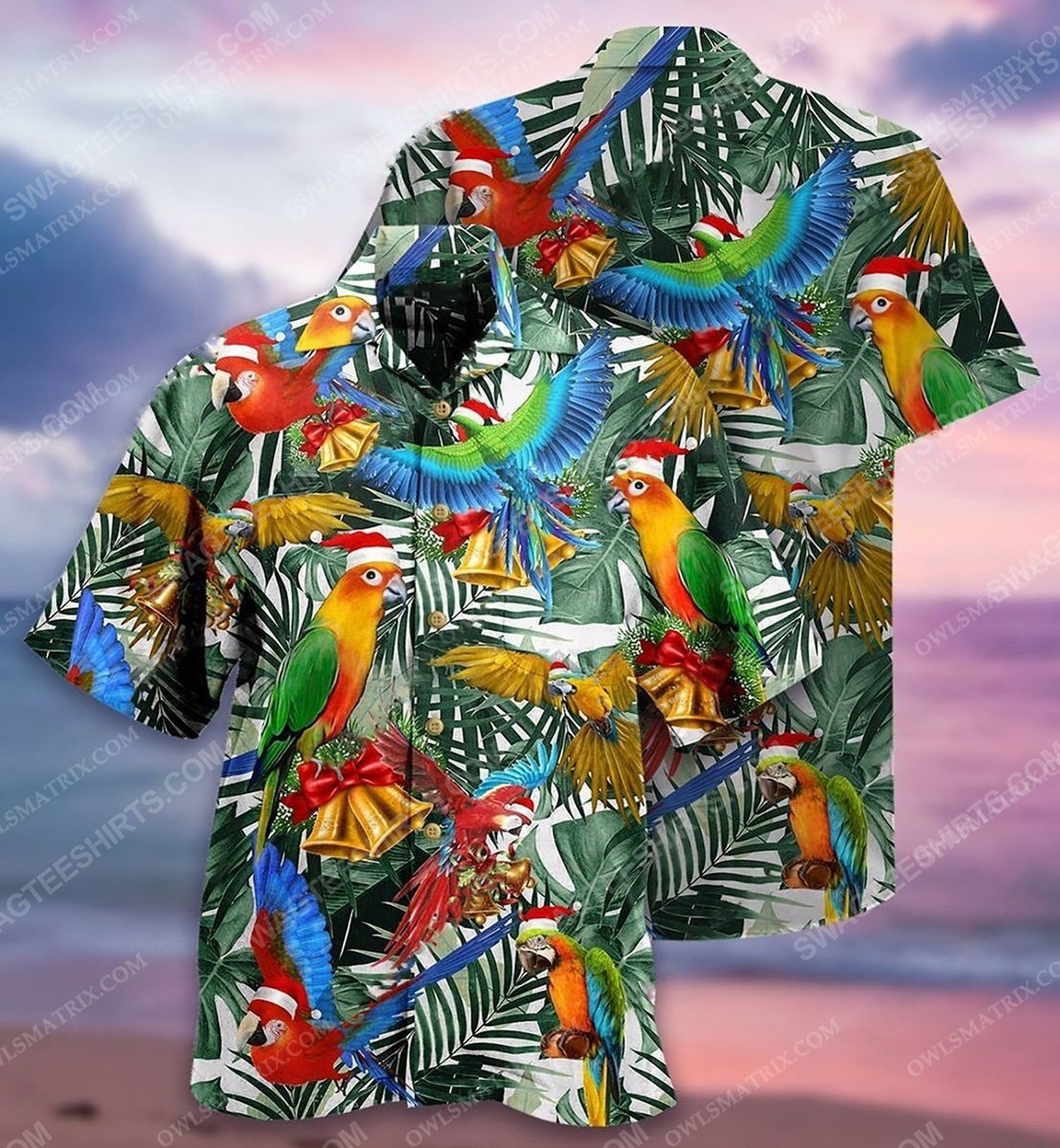 Christmas holiday and parrot ​full print hawaiian shirt 1 - Copy (2)