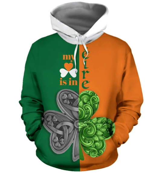 Celtic symbols saint patricks day irish flag full printing hoodie