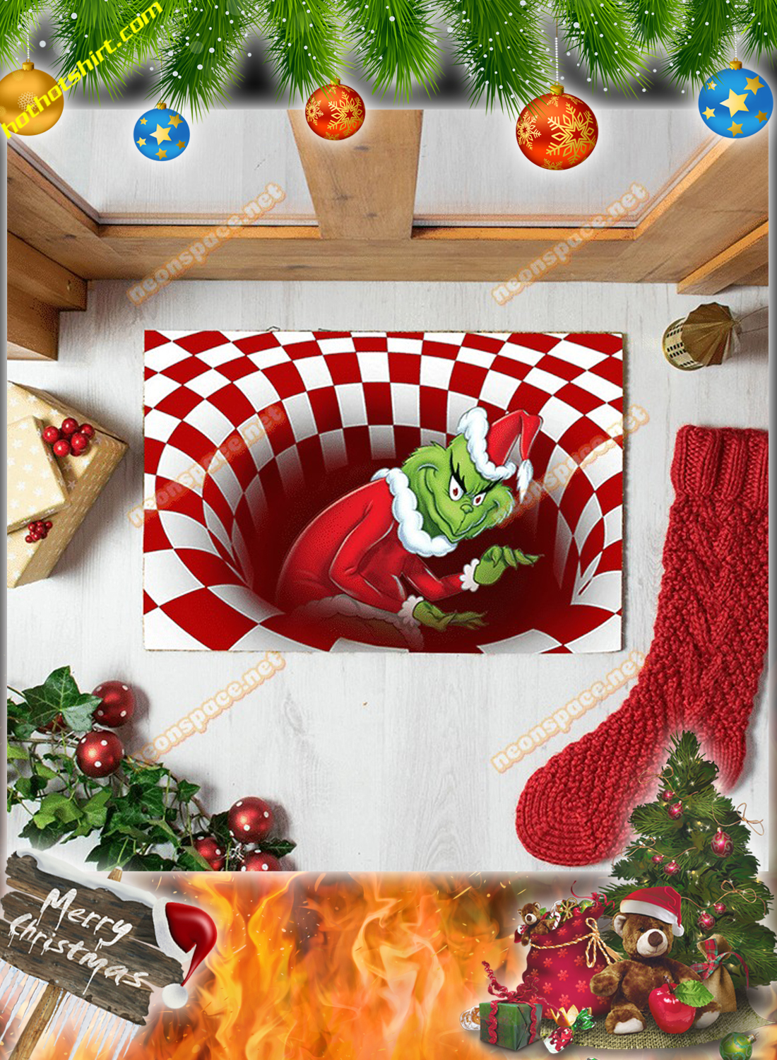 Stolen grinch christmas 3D illusion doormat 2