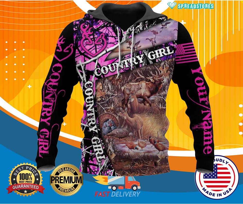 Hunting country girl custom name 3d hoodie