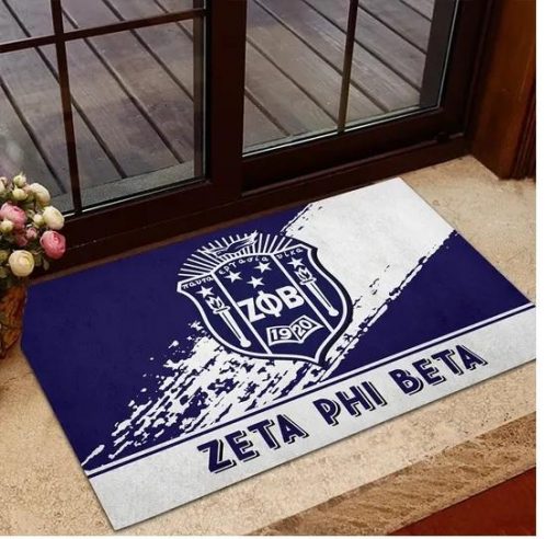 Zeta Phi Beta 1920 Emblem Blue and White Doormat