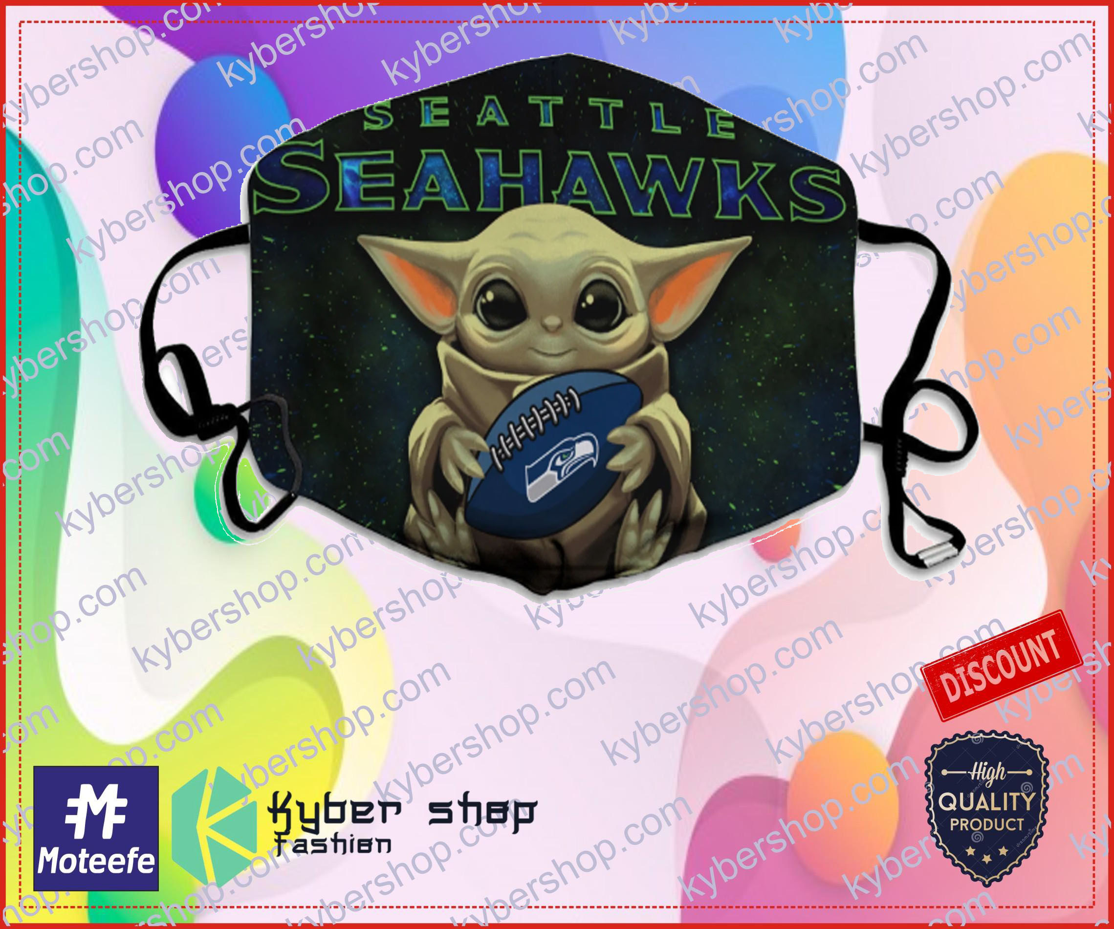 Baby Yoda Seattle Seahawks Face Mask 1