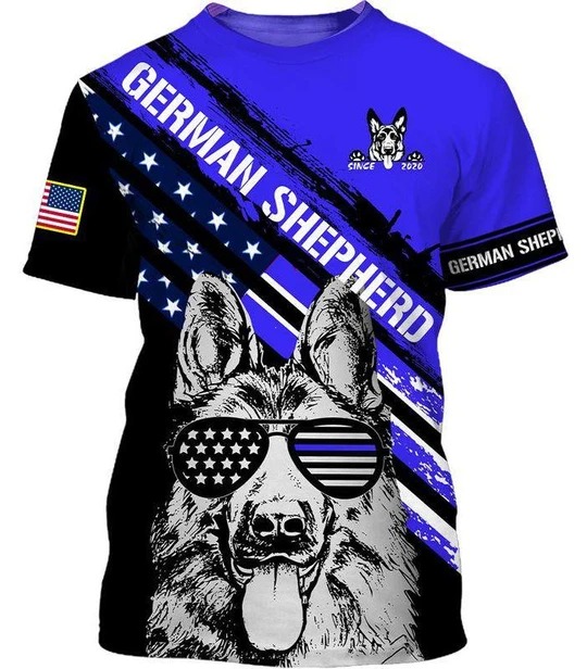 German shepherd 3d full printing shirt