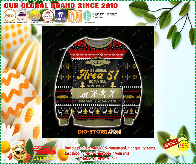 AREA 51 3D KNITTING PATTERN PRINT UGLY CHRISTMAS SWEATER 2