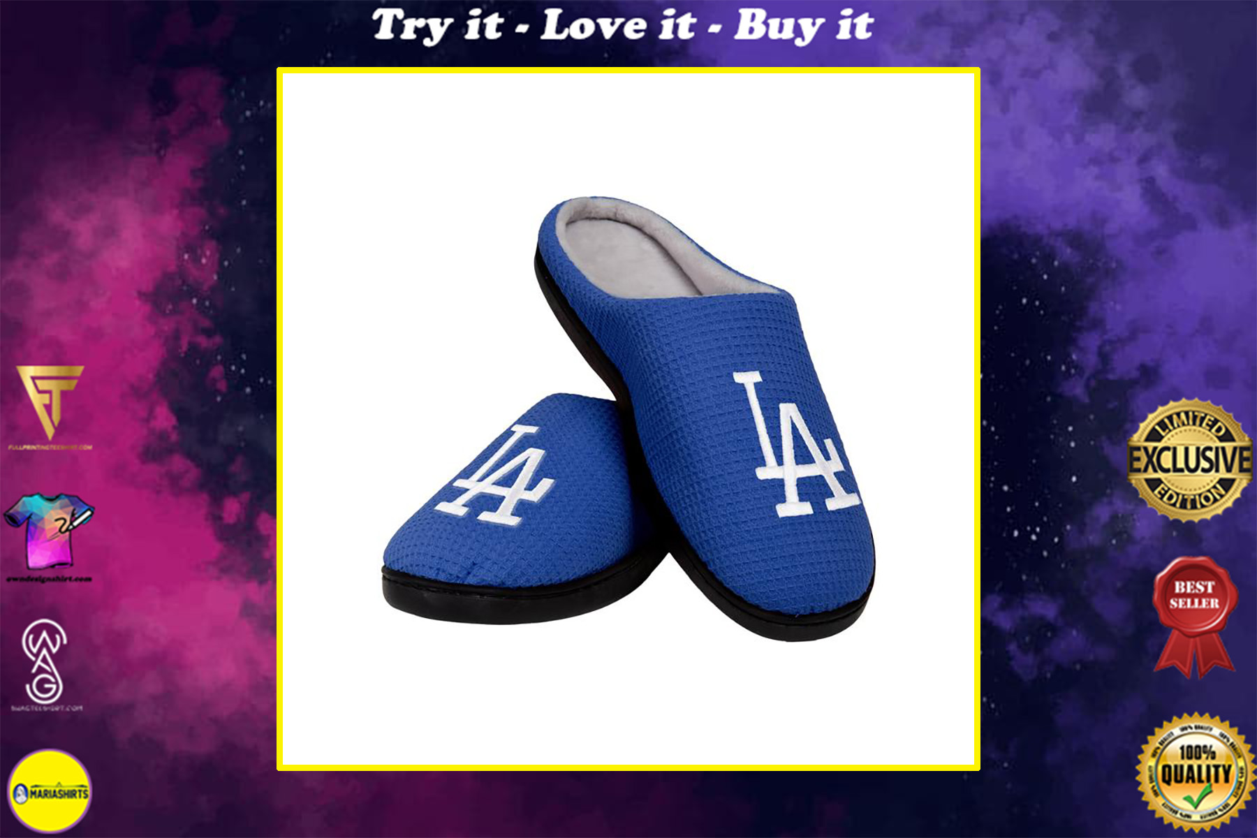 [special edition] major league baseball los angeles dodgers full over printed slippers – maria