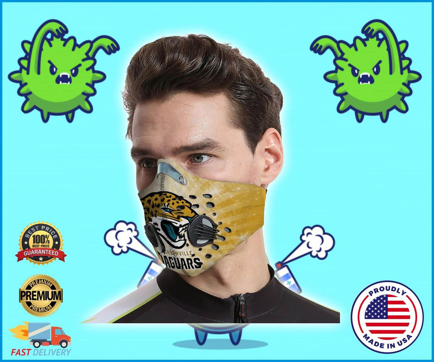Jacksonville jaguars filter face mask 5