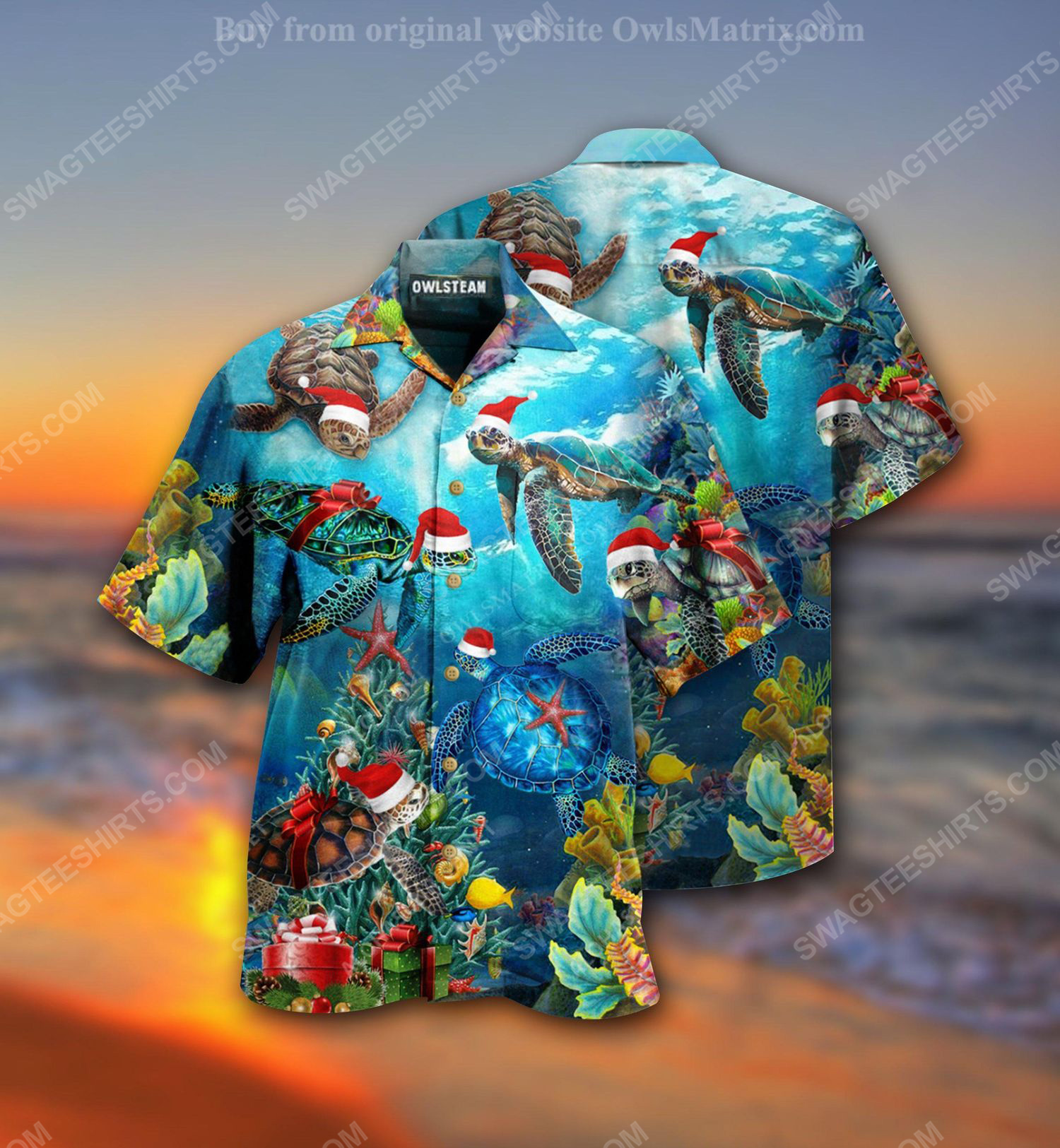[special edition] Christmas holiday and sea turtle full print hawaiian shirt – maria