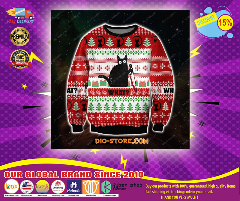 What black cat ugly Christmas sweater1