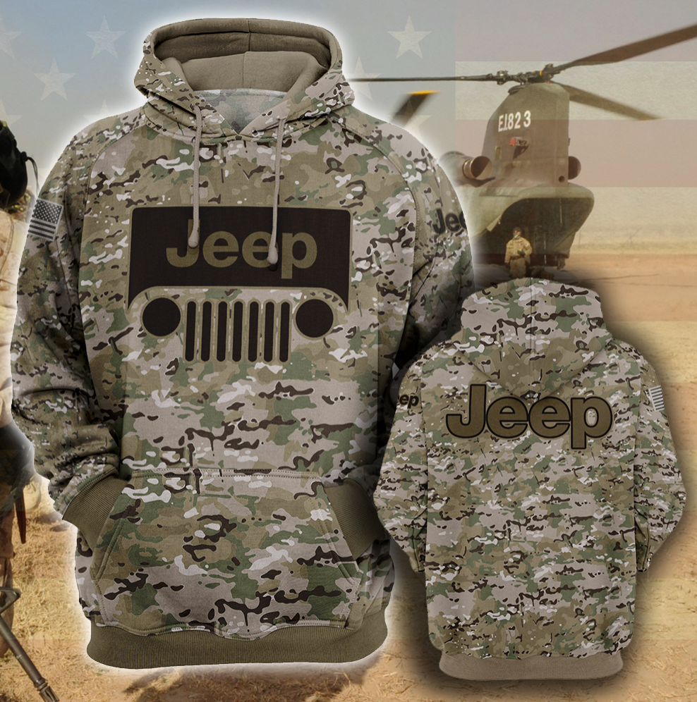 Army camo Jeep all over printed 3D hoodie – dnstyles