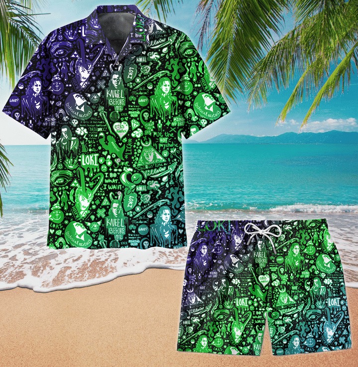 Marvel Loki Pattern Hawaiian Shirt And Short