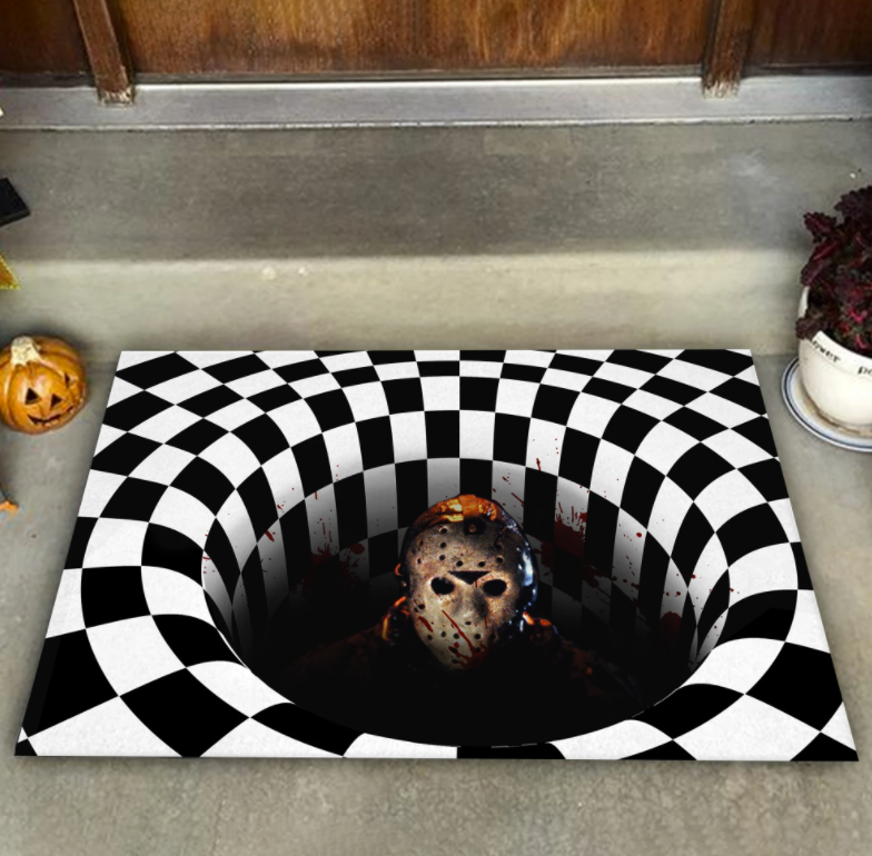 Halloween Jason Voorhees illusion doormat 1