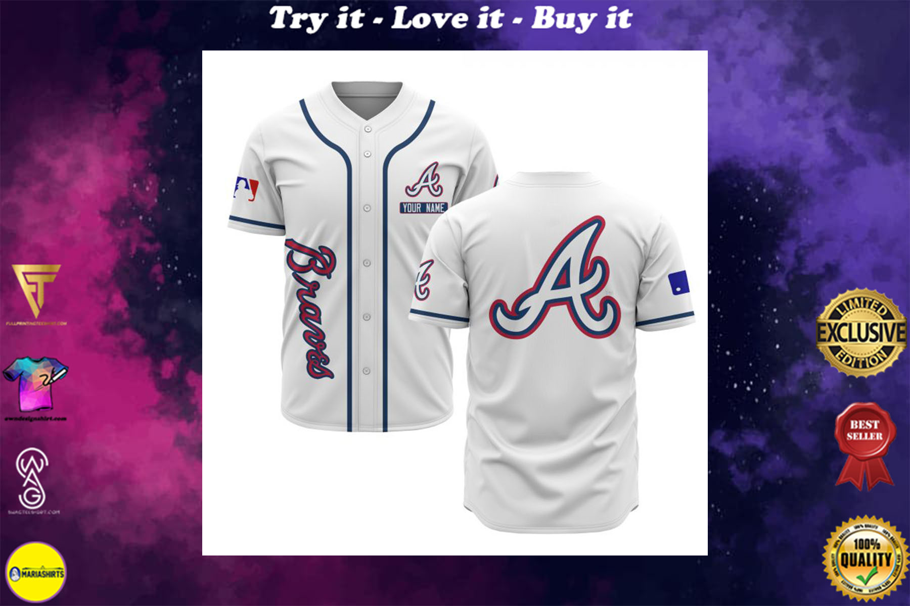 [special edition] custom name atlanta braves baseball shirt – maria