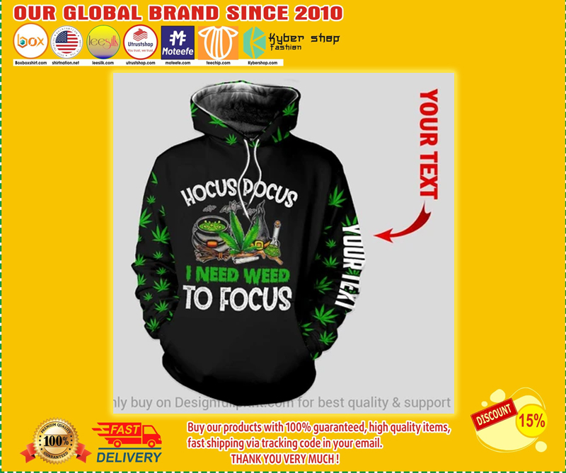 Hocus Pocus I need weed to focus custom personalized name 3d hoodie 1
