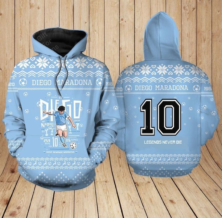 Diego maradona ugly christmas sweater and 3d hoodie 2
