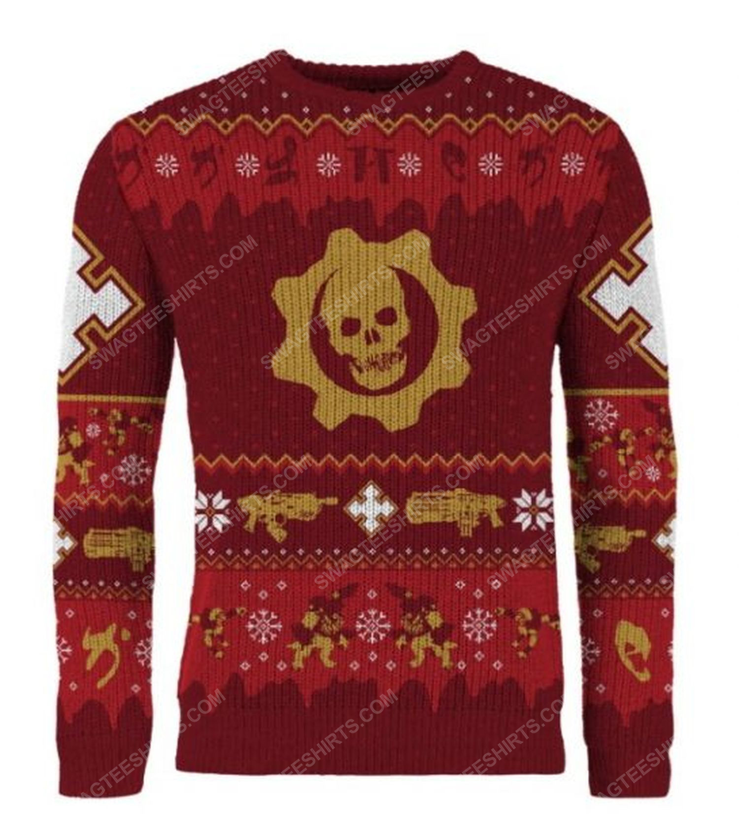 [special edition] Christmas holiday gears of war full print ugly christmas sweater – maria