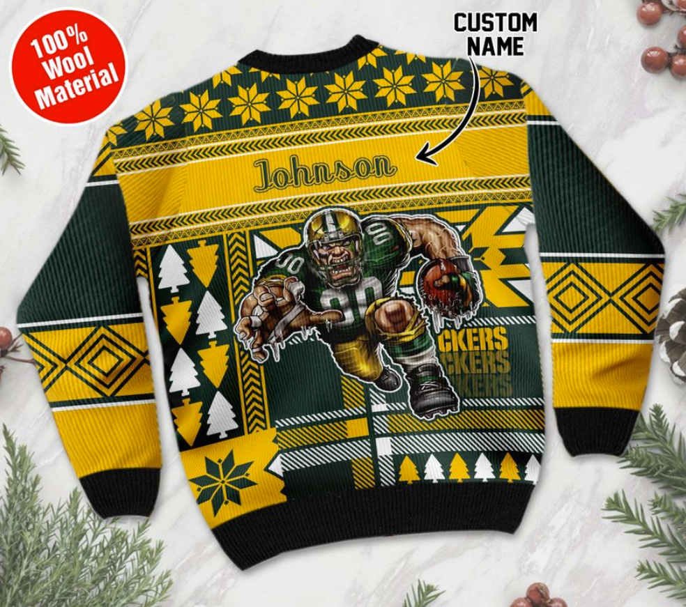 Personalized Green Bay Packers ugly sweater 2