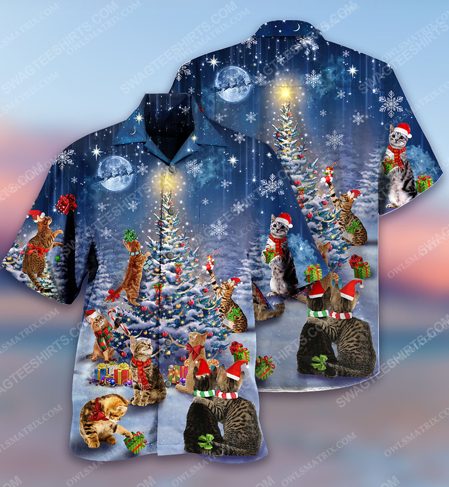 [special edition] Christmas holiday cats lover full print hawaiian shirt – maria
