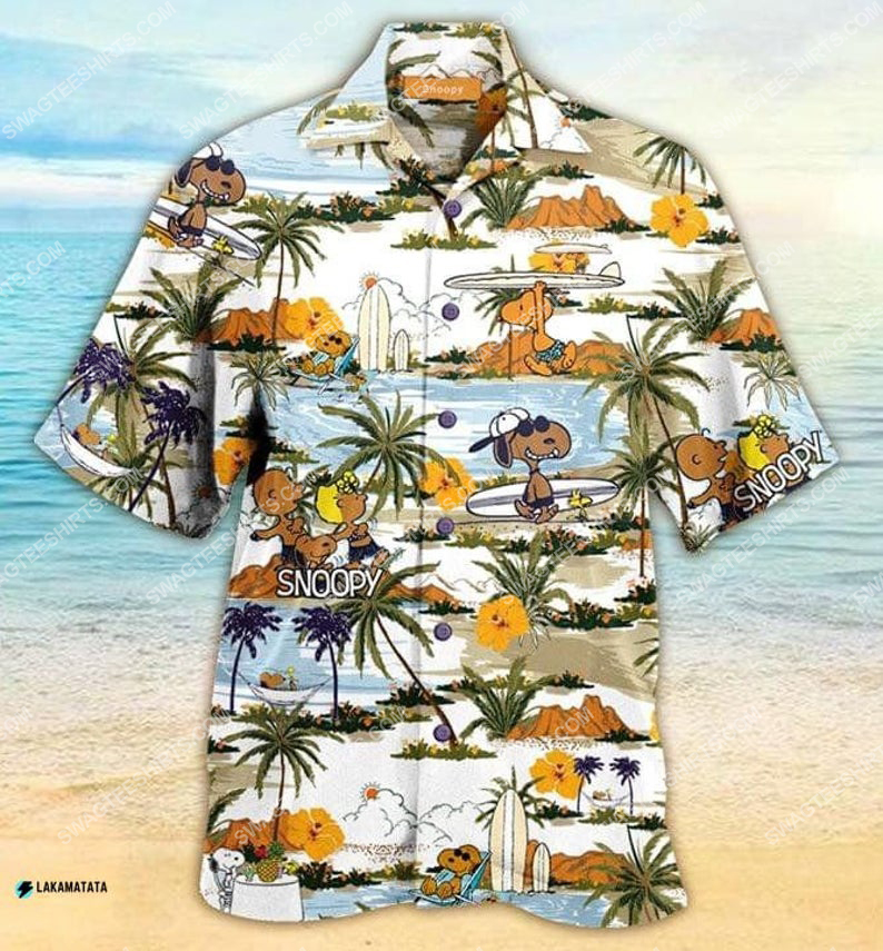 Tropical snoopy and friends summer vibe hawaiian shirt 1