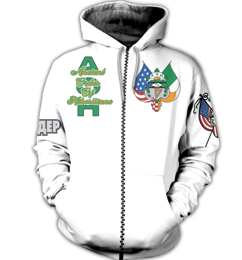 Ancient Order of Hibernians all over printed 3D zip hoodie