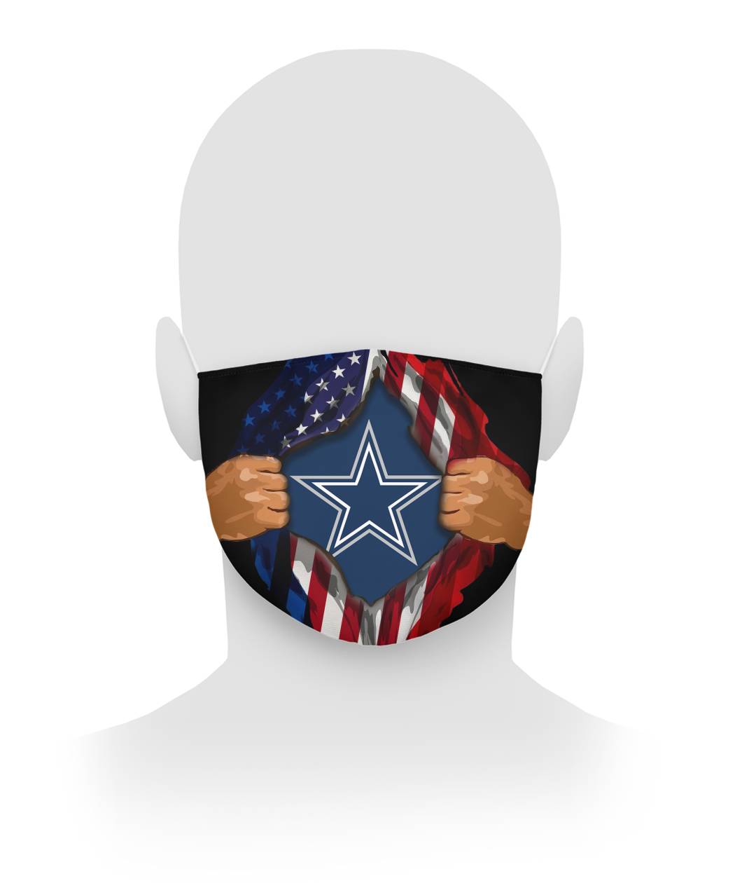 Cowboys inside me american flag face mask - detail