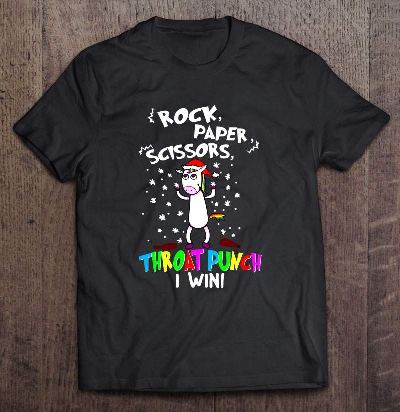 Rock Paper Scissors Throat Punch I Win Unicorn Christmas shirt