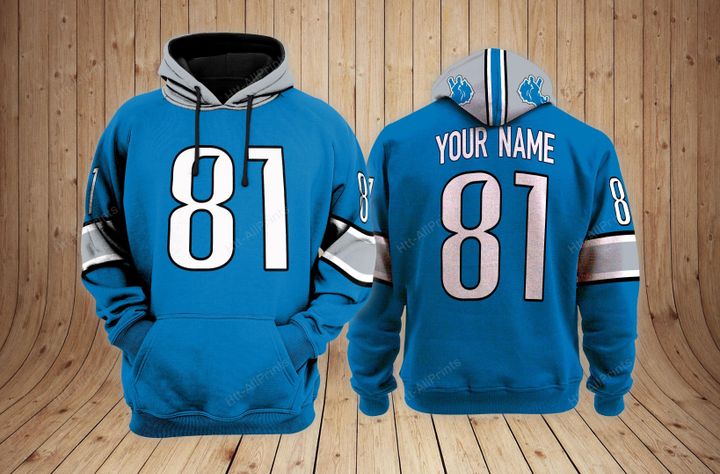 Detroit lions custom name 3d hoodie