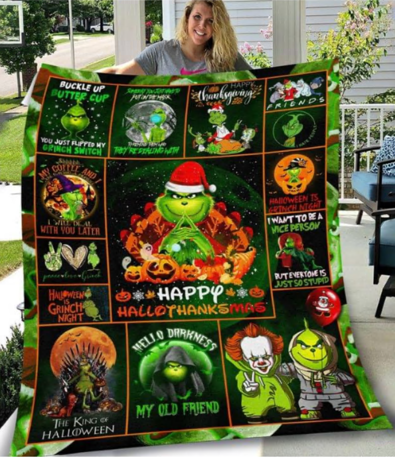 Grinch happy hallothanksmas quilt