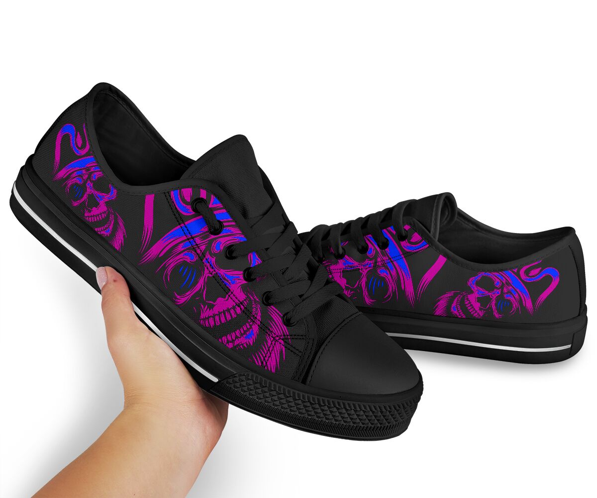 Purple skull low top shoes pic 1