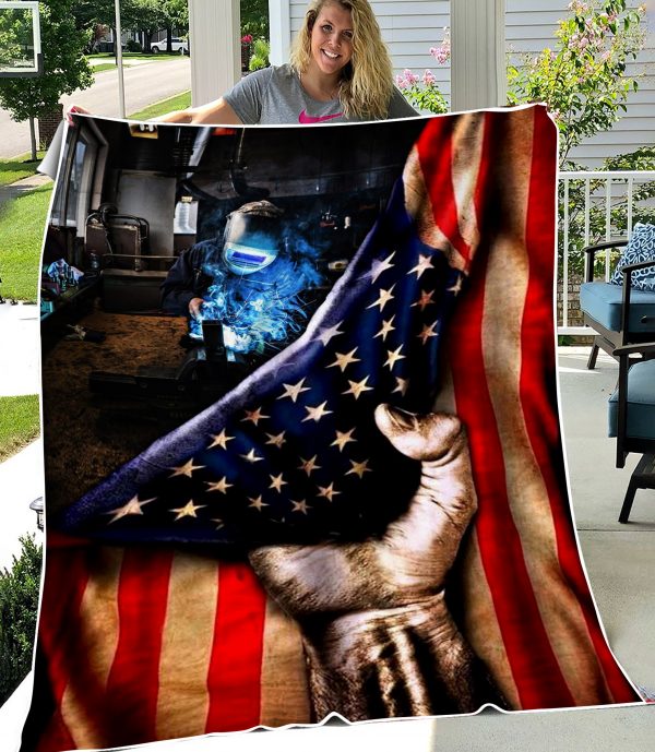 Welder American Flag Blanket