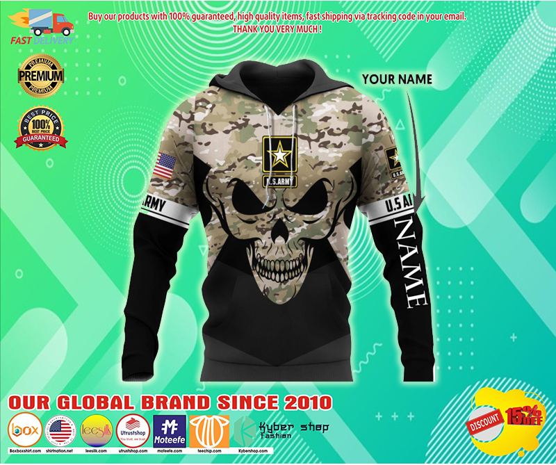 U.S. Army Skull Camo personalized 3D hoodie 2
