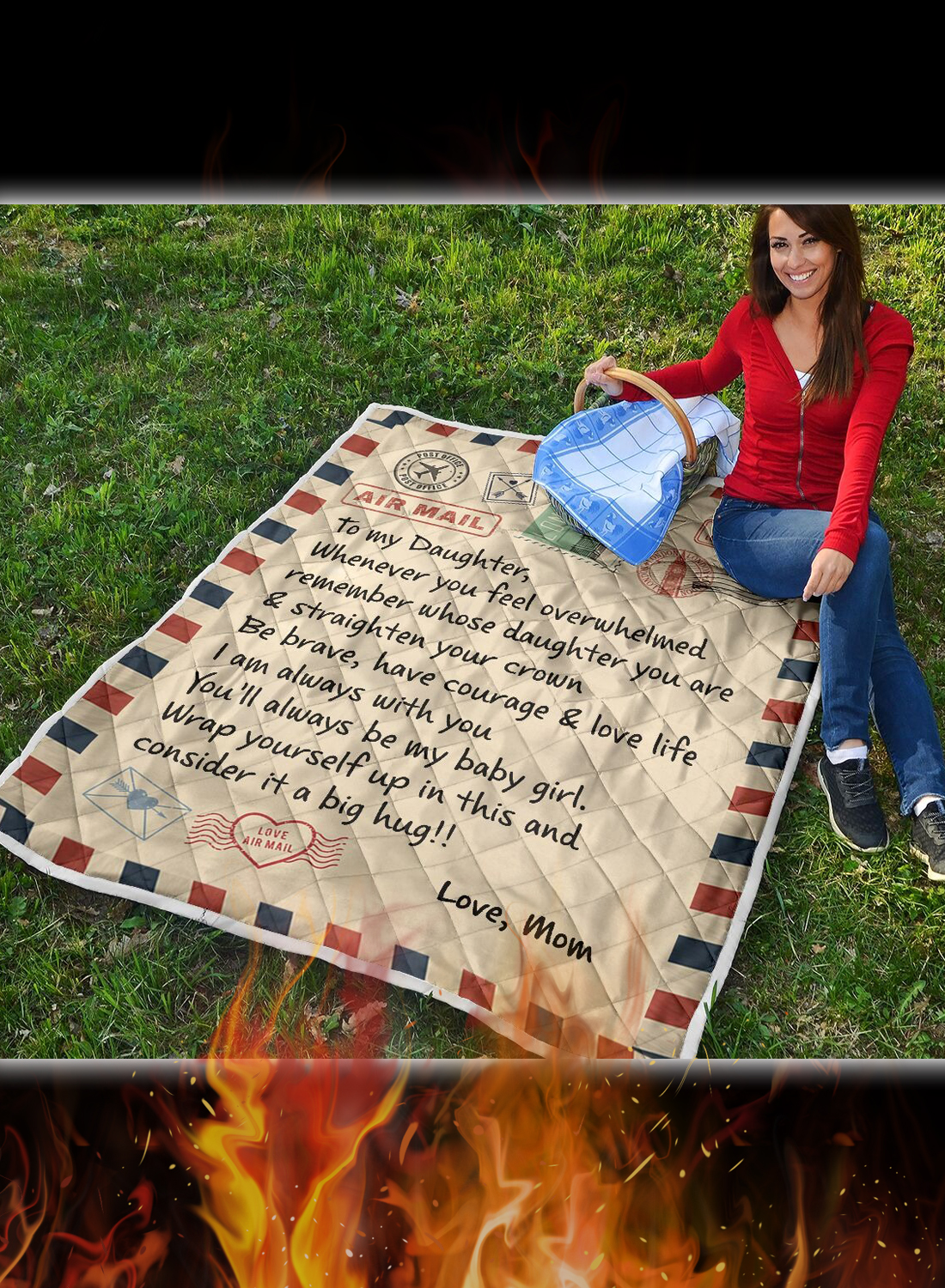 Letter to my daughter whenever you feel overwhelmed quilt blanket
