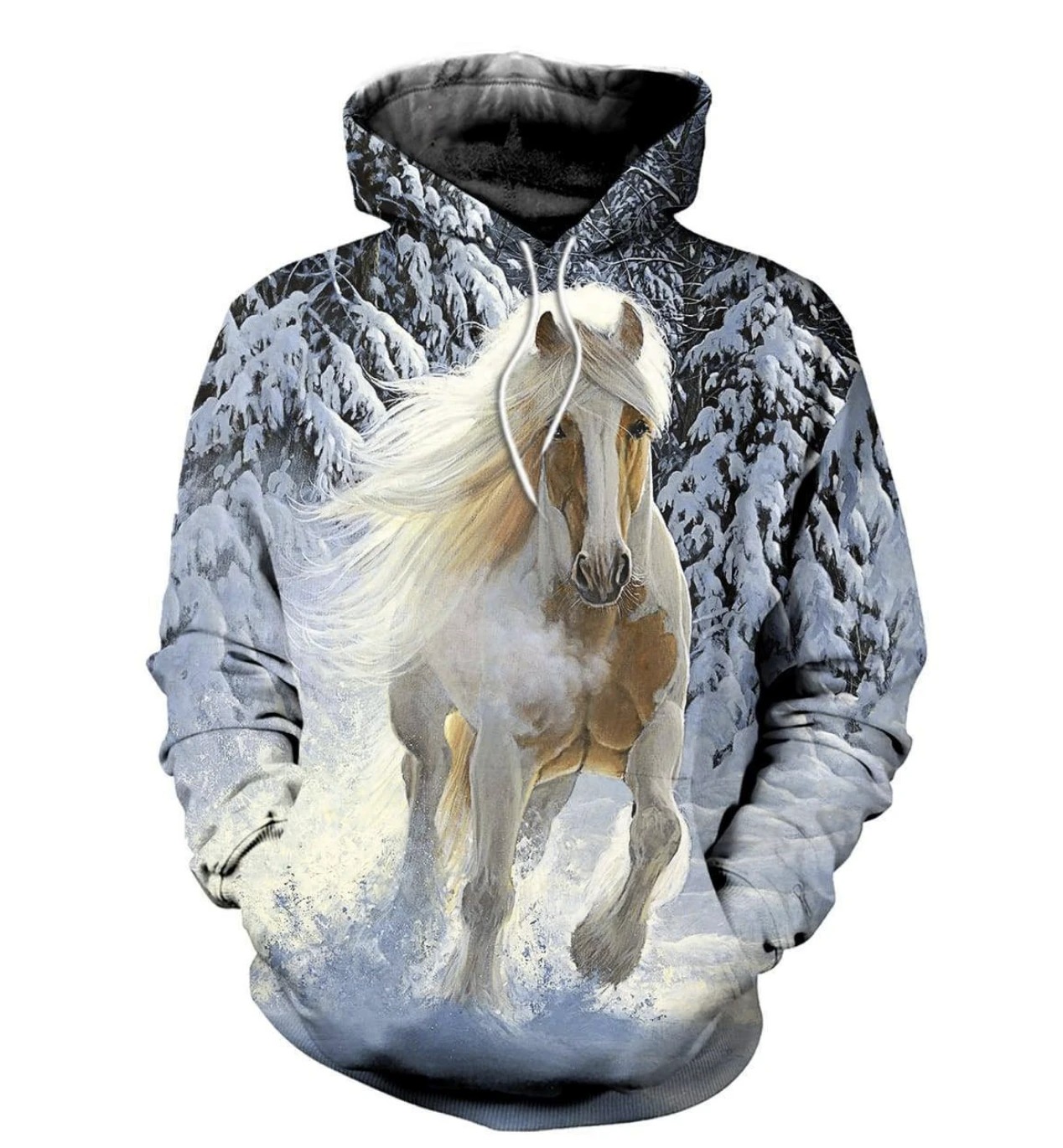 Snow runner horse all over printed 3d hoodie and t-shirt