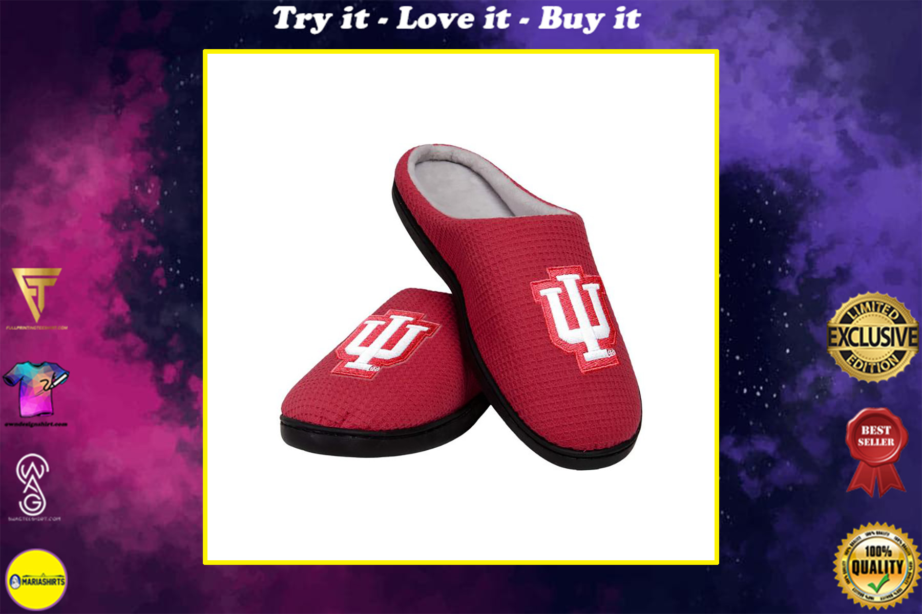 [special edition] indiana hoosiers team full over printed slippers – maria