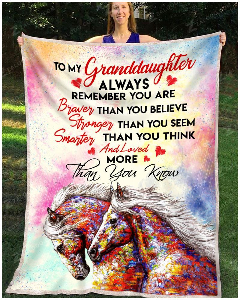Horse to my granddaughter always remember you are braver blanket - maria