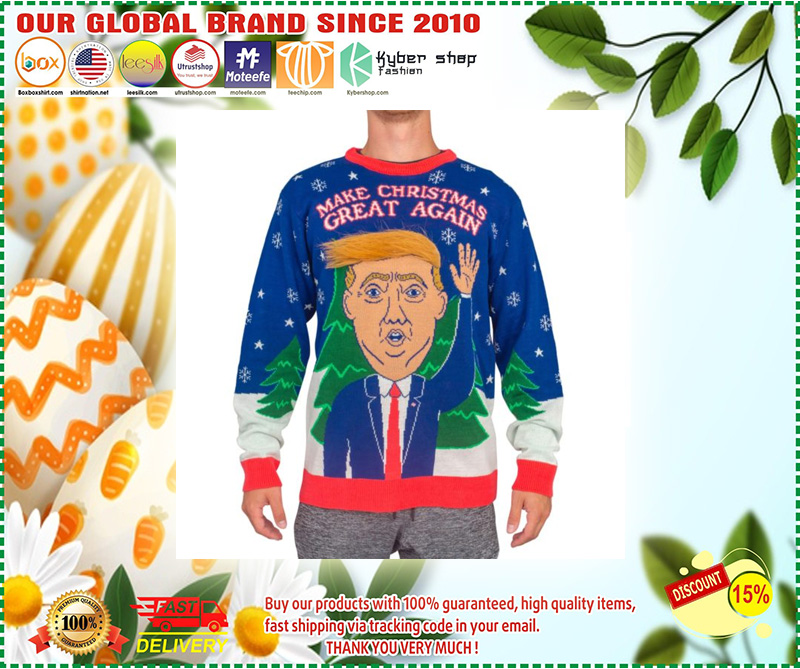 3D Trump Hair Make Christmas Great Again Ugly Sweater 2