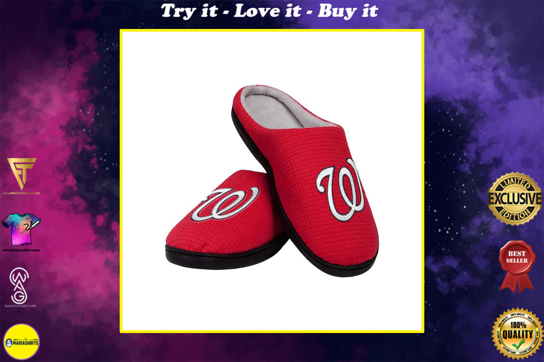 [special edition] major league baseball washington nationals full over printed slippers – maria