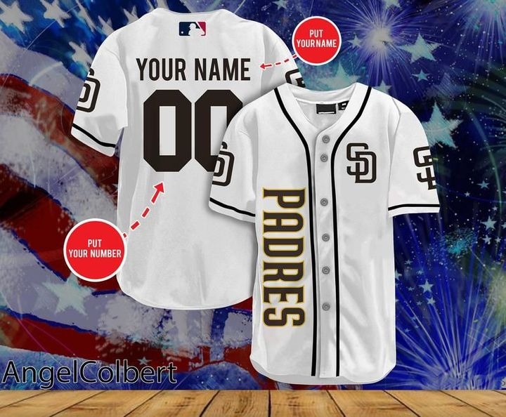 San Diego Padres Personalized Name And Number Baseball Jersey Shirt - White
