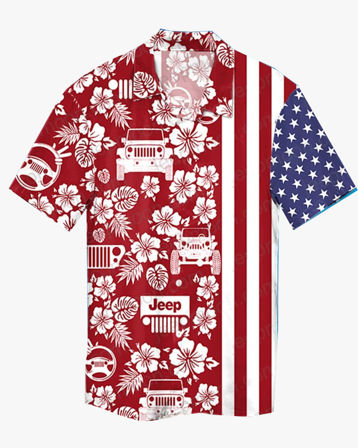 Jeep American flag hawaiian shirt