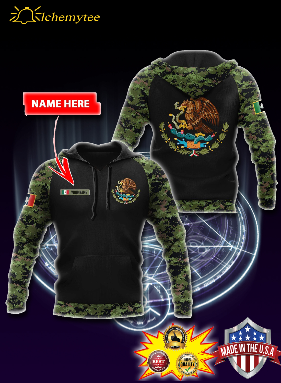 Personalized Custom name mexico coat of arms 3d all over printed hoodie