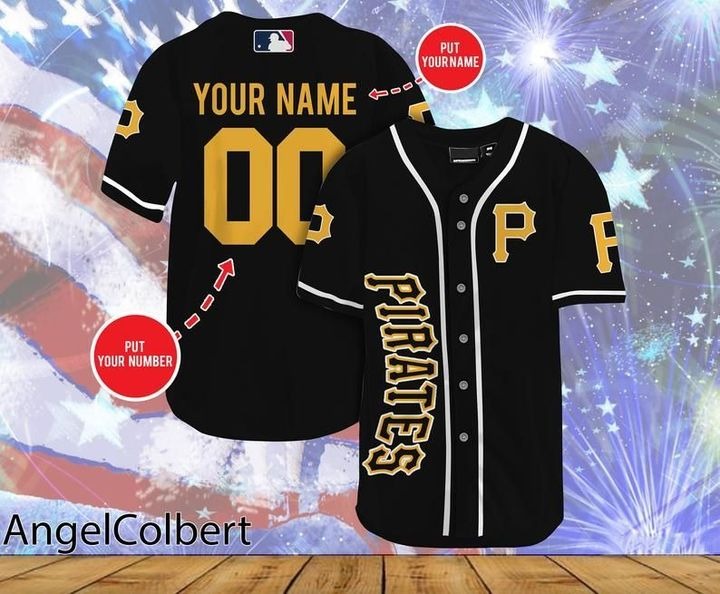 Pittsburgh Pirates Personalized Name And Number Baseball Jersey Shirt - Black