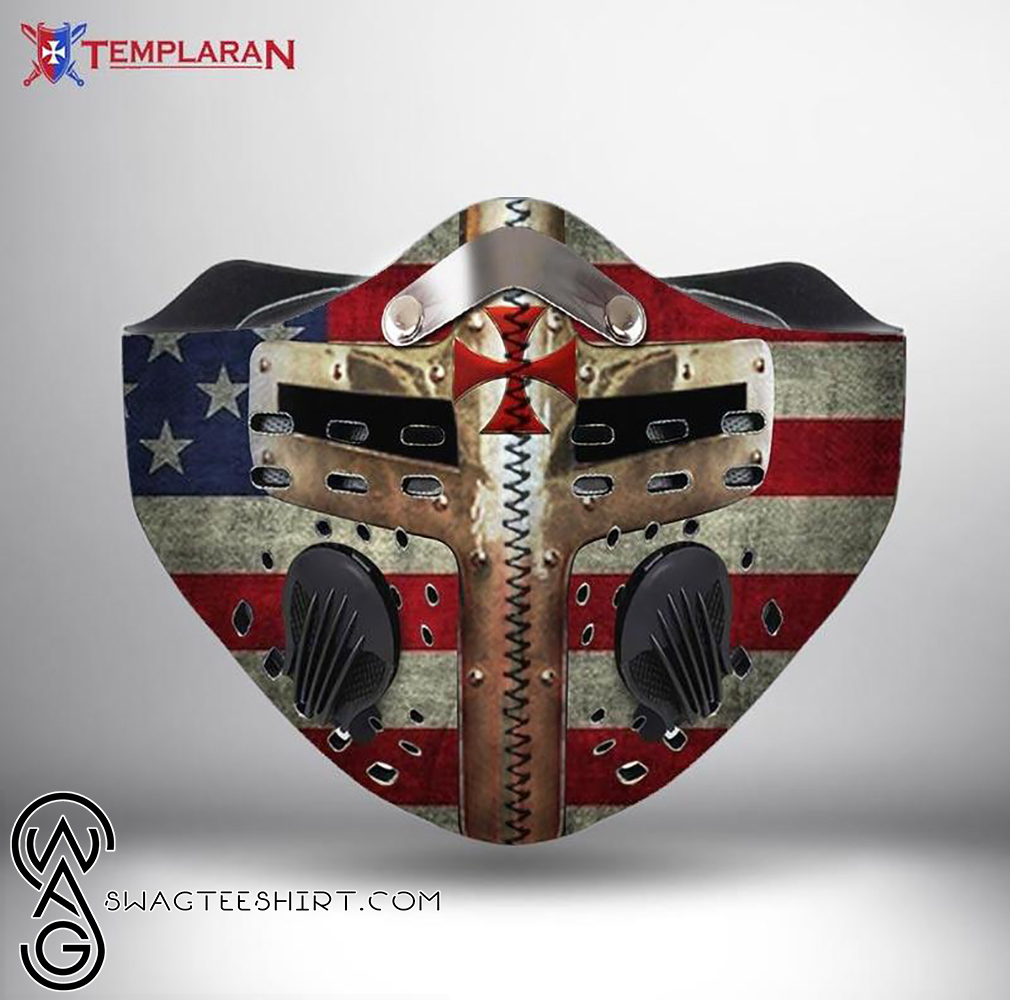 American flag cross of the knights templar filter activated carbon face mask