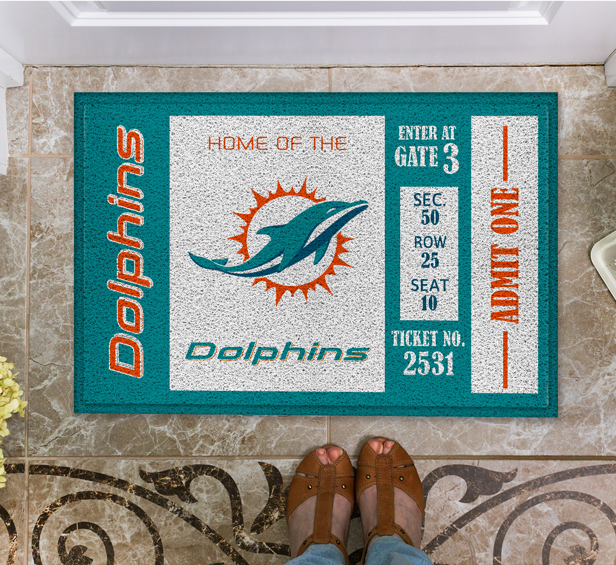 NFL Miami Dolphins Team Ticket Runner Doormat – Hothot 100621