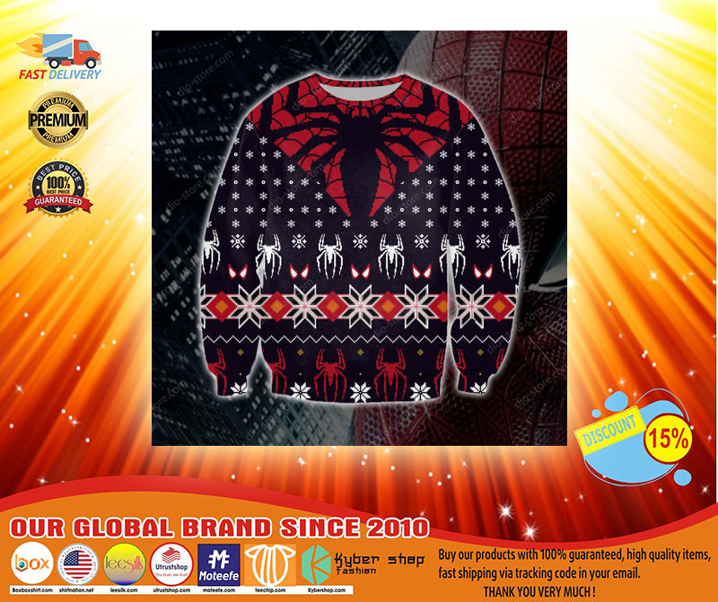 Spider man knitting ugly Christmas sweater3