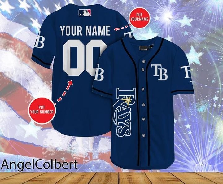 Tampa Bay Rays Personalized Name And Number Baseball Jersey Shirt - navy