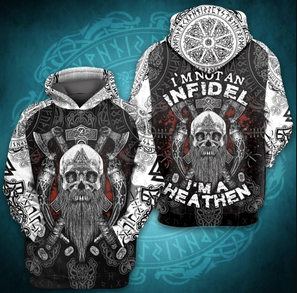 I'm not an infidel i'm a heathen all over printed 3D hoodie