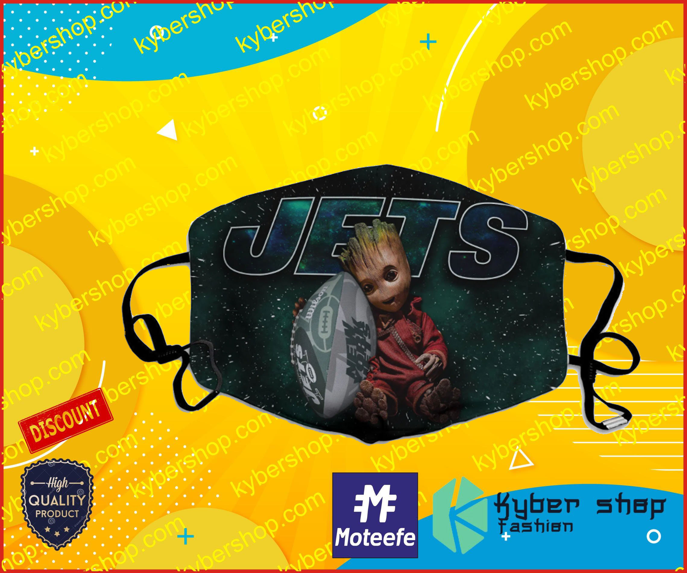 Baby Groot I Love New York Jets Face Mask- LIMITED EDTION4