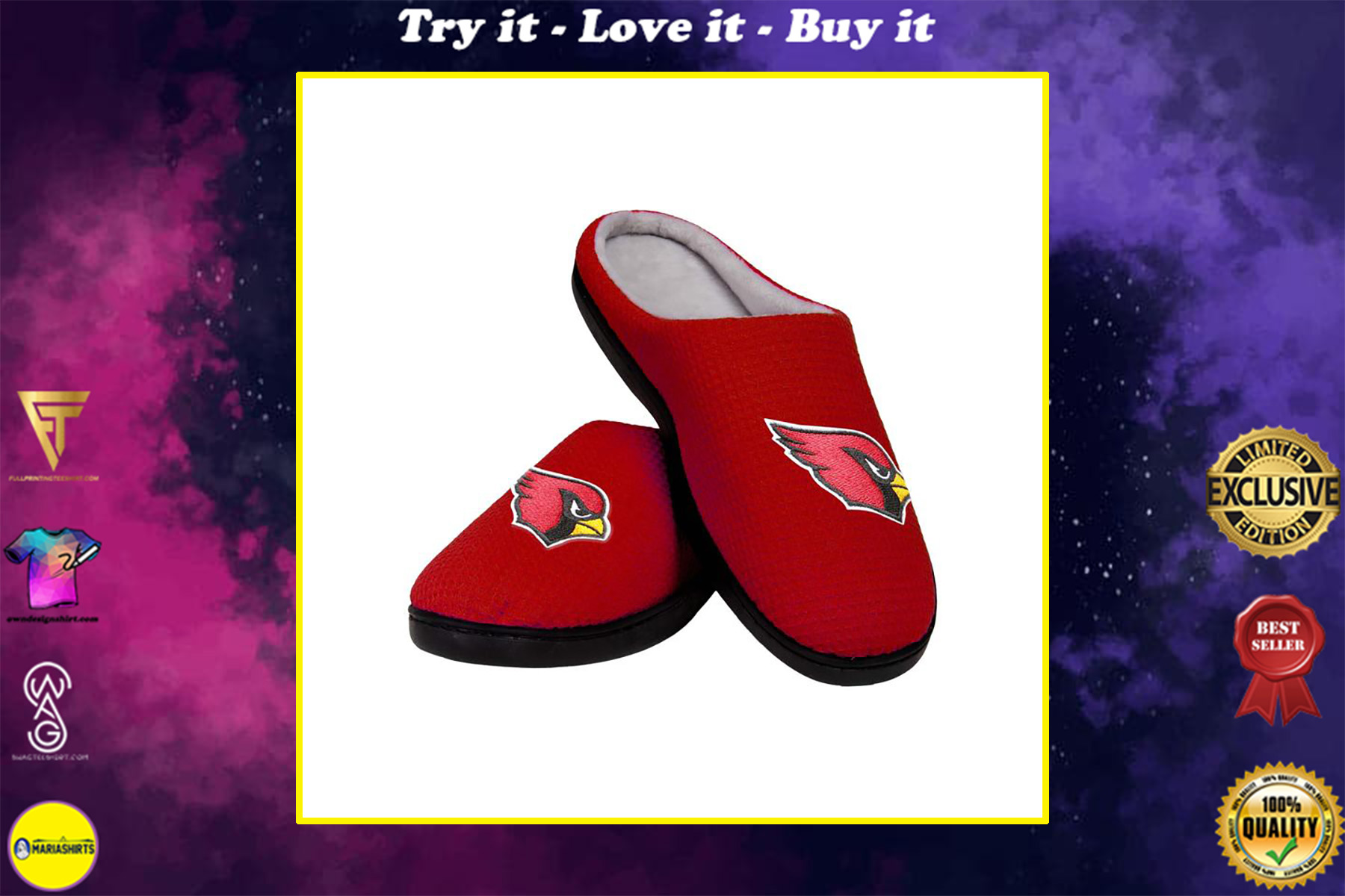 [special edition] arizona cardinals football team full over printed slippers – maria