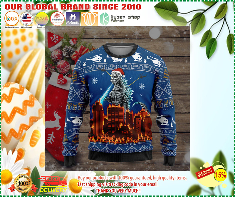Godzilla Skull Santa Clause christmas sweater 3