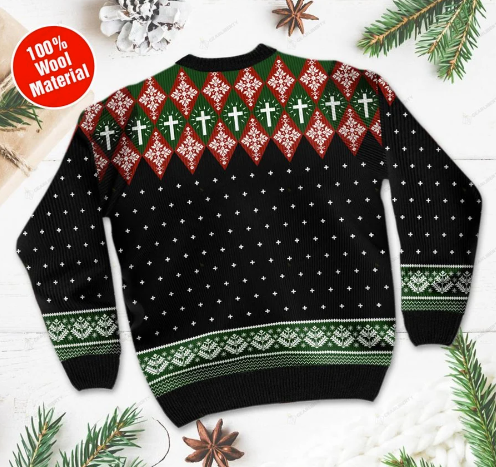 Jesus and Santa Claus ugly sweater - dnstyles
