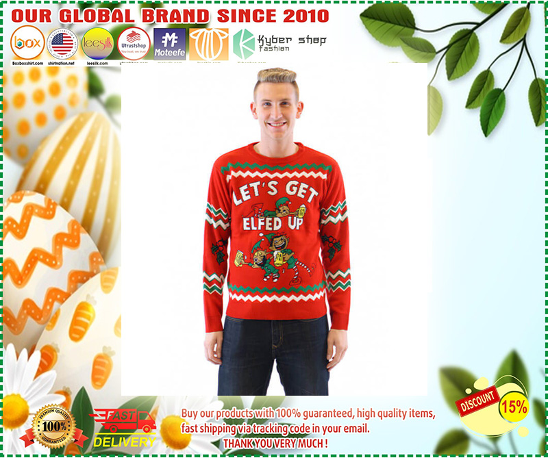 Let’s Get Elfed Up Drunken Elves Ugly Christmas Sweater 2